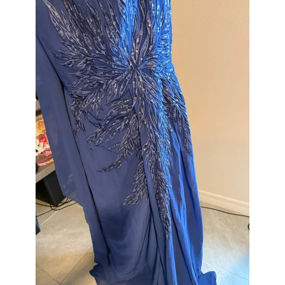 Women's JJ's House Navy Blue Silver Sequin Prom Dress US 14